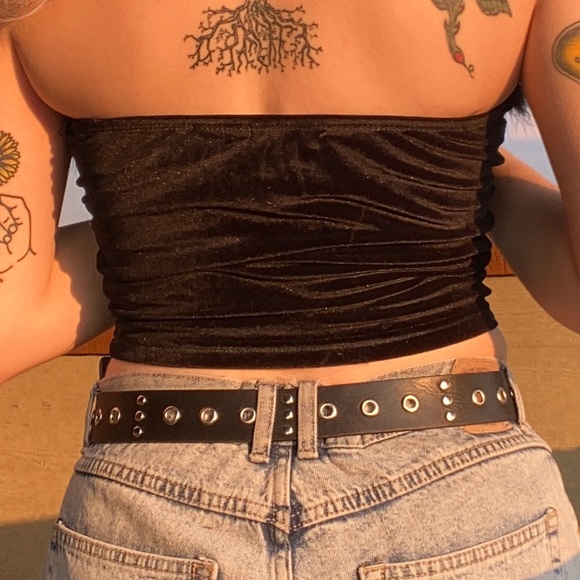 Dolls Kill Tube Top Velvet Feather - Picture 4 of 7